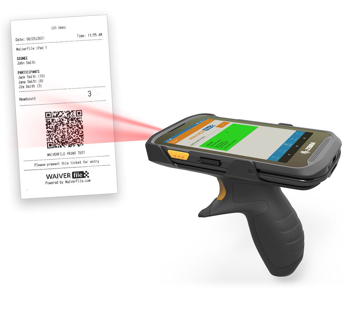 WaiverScan quick check-in with qr barcodes