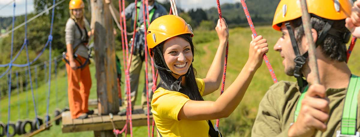 People at an adventure park