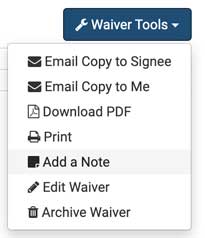 Add a note to a waiver