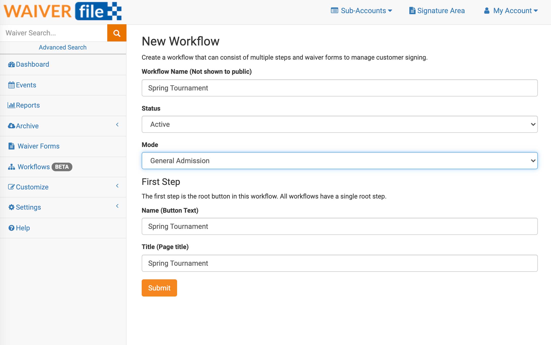 New Workflow Form