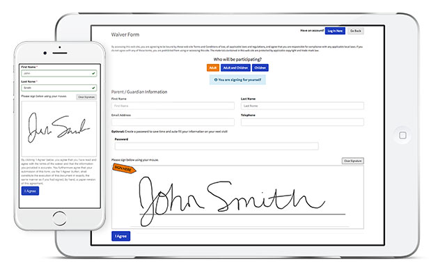 Electronic Waivers on iPhone and iPad