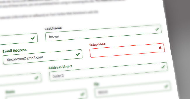 Form validation for online waivers