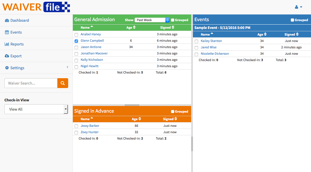 WaiverFile Dashboard