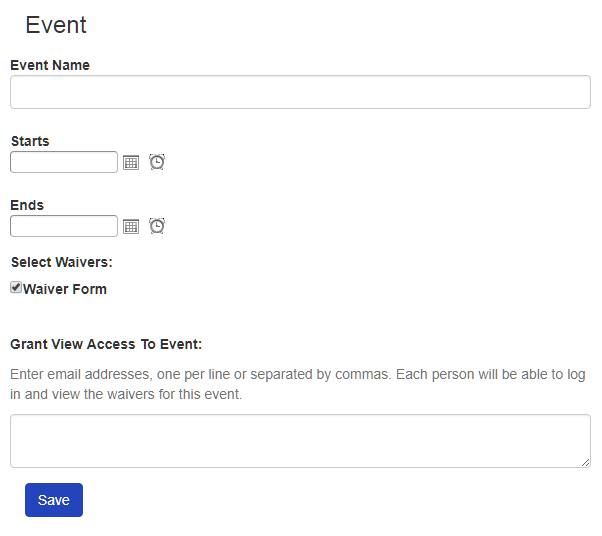Create a Waiver Event